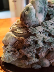 Jade Stone Hand Carved Ancient Mountain Scene IV