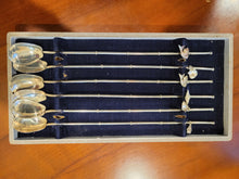 Load image into Gallery viewer, Japanese Sterling Silver Iced Tea Sipper Spoons with Charms Set of 6