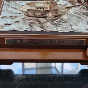 Original Japanese Sterling Silver Sailing Yacht With Gold Gilding