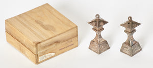 Vintage Square Lantern Japanese Sterling Silver Salt & Pepper Shakers