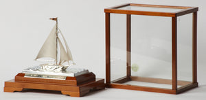 Original Japanese Sterling Silver Sailing Yacht With Gold Gilding