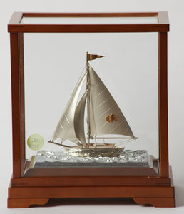 Original Japanese Sterling Silver Sailing Yacht With Gold Gilding
