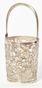 Large Sterling Silver and Crystal Bamboo Ice Bucket