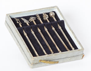 Asian Sterling Silver Champagne Retractable Swizzle Sticks Set of 6