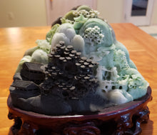 Load image into Gallery viewer, Vintage Carved Jade Stone - Village and Mountain Scene